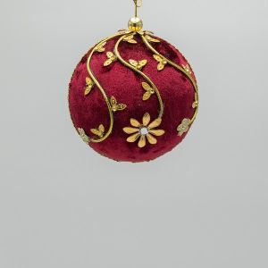 КАДИФЕНА ТОПКА, БОРДО, СЪС ЗЛАТНИ ПЕПЕРУДИ, 10 см