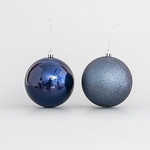 КОЛЕДНА КОЛЕДНА ПЛАСТМАСОВА ТОПКА, ТЪМНОСИНЯ, КОМПЛЕКТ ОТ 6 БРОЯ (3 БЛЕСТЯЩИ, 3 С БЛЕСТЯЩИ ПАРЧЕНЦА), 10 см