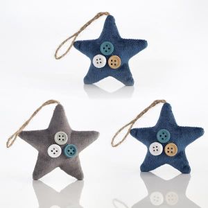 КОМПЛЕКТ ОТ 6 КАДИФЕНИ ЗВЕЗДИ В 3 ЦВЯТА, 6,5X6,5X2 СМ