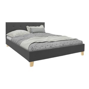 ЛЕГЛО MAGO С ТЪМНОСИВ ПЛАТ И ДЪРВЕНИ КРАКА В ЕСТЕСТВЕН ЦВЯТ 160X200 СМ