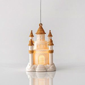 ОСВЕТЯВАЩ АКРИЛЕН ЗАМЪК, БЯЛ СЪС ЗЛАТИСТО, С БАТЕРИЯ, 7,4x11,3 см