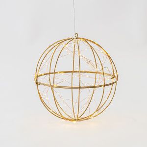 СВЕТЕЩА МЕТАЛНА ТОПКА 60 СМ, АДАПТЕР, 480 ТОПЛО БЯЛ LED, СРЕБЪРИСТ МЕДЕН ЖИЛ, ИЗВОДЕН ЖИЛ 5 М, IP44