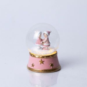 СНЕЖНА ТОПКА С ДЕЦА, РОЗОВА, 7X9 СМ