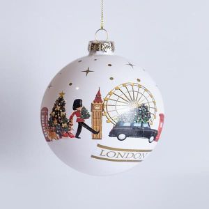 СТЪКЛЕНА ТОПКА, БЯЛА С ЛОНДОН, 4 БРОЯ, 10 СМ