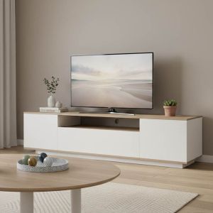 ТВ ШКАФ WINEY В ЦВЯТ СОНОМА-БЯЛ 180X44.5X44.5СМ
