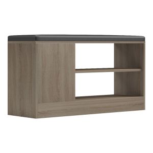 ШКАФ ЗА ОБУВКИ-ТАБУРЕТКА DEBOULE ЗА 8 ЧИФТА ОБУВКИ В ЦВЯТ SONOMA-BLACK 90X30X46СМ