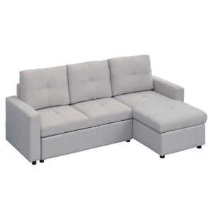 ЪГЛОВ РАЗТЕГАТЕЛЕН ДИВАН ОТ SALINO HM3285.01 СВЕТЛО СИВ ПЛАТ 213X132X87ВСМ