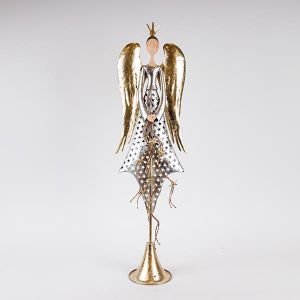 АНГЕЛ СЪС ЗЛАТНИ КРИЛЕ, МЕТАЛ, 23.5X15.24X86.36СМ