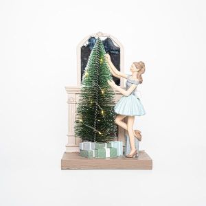 ДЕКОРАТИВНА ФИГУРА ЖЕНА С КАМИНА, LED, 16,50X12X25,50СМ