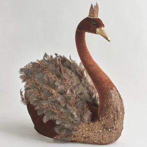 КАДИФЕН ЛЕБЕД, КАФЯВ, С МЕДЕН БЛЯСЪК, 59 СМ