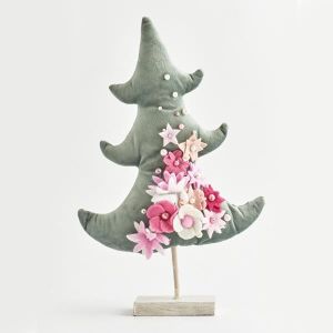 КАДИФЕНО ДЪРВО, ЗЕЛЕНО С РОЗОВИ ЦВЕТЯ, 22,5X35СМ