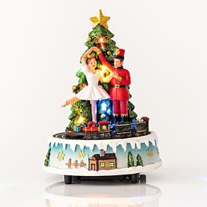 КОЛЕДНА ЕЛХА С БАЛЕРИНА И ВЛАК, 8 LED, С АДАПТЕР, С МУЗИКА И ДВИЖЕНИЕ, 14,5X14,5X20,5 СМ