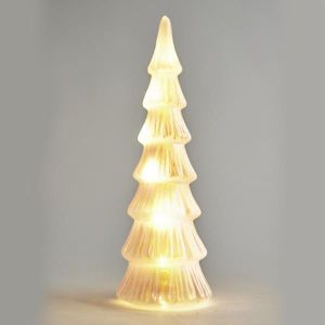 КОЛЕДНА СТЪКЛЕНА ДЪРВА С ОСВЕТЯВАНЕ, РОЗОВА, 10,5x32см