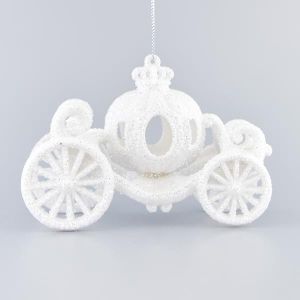 НАСТОЛНА ДЕКОРАЦИЯ АКРИЛНА БЯЛА КАРЕТА С БРОКАТ, 10,2X1,6 СМ