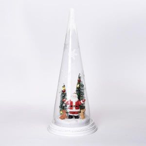 НАСТОЛНА ДЕКОРАЦИЯ СТЪКЛЕН КОНУС С ДЯДО МЪГЛИ, 12X28 СМ