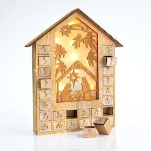НАСТОЛНА ДЕКОРАЦИЯ ЯСЛА С ОСВЕТЛЕНИЕ, 10 LED, ЗАХРАНВАНА С БАТЕРИЯ, 31,5X6X38,5 СМ