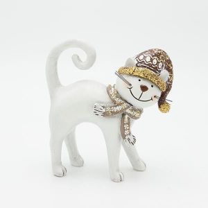 ПОЛИРЕЗИНОВА КОТКА, БЯЛА, 13.5X14.5 СМ