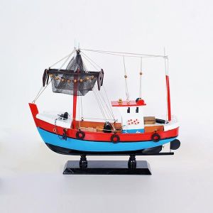 РИБАРСКА ЛОДКА, ЧЕРВЕНО-СВЕТЛОСИНЯ, 38X12X34СМ