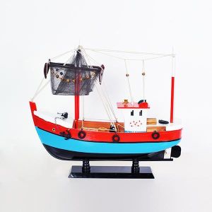 РИБАРСКА ЛОДКА, ЧЕРВЕНО-СВЕТЛОСИНЯ, 45X14X39СМ