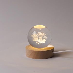 СВЕТЕЩА ТОПКА 6СМ, КОЛЕДЕН ДИЗАЙН, СНЕЖЕН ЧОВЕК С КЪЩА, USB, 6 ТОПЛО БЕЛИ SMD LED, ЦАНА 7СМ, КАБЕЛ 70СМ, IP20