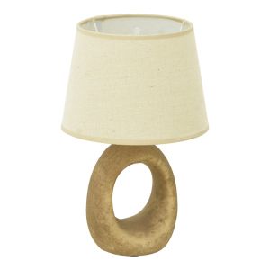 COLLIE E14 КЕРАМИЧНА НАСТОЛНА ЛАМПА В СИВ АНТИЧНО-БЕЖОВ АБАЖУР D18X29СМ