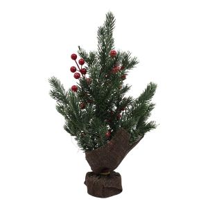 PVC КОЛЕДНА ЕЛХА С КЕДРОВИ ЯДКИ И ЗЕЛЕНО-БЯЛО 35СМ