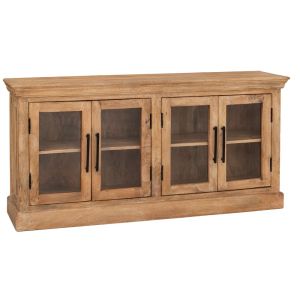 БЮФЕТ ВИТРИНА МАСИВНО МАНГОВО ДЪРВО В ЕСТЕСТВЕН ЦВЯТ 147X36X70 СМ