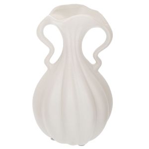 БЯЛА КЕРАМИЧНА ВАЗА ДИАМЕТРИЧНО 14,5X14X24 СМ