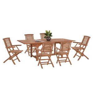 ГРАДИНСКИ ТРАПЕЗАРЕН КОМПЛЕКТ CRANDER HM21288 МАСА И 6 ТРАПЕЗАРНИ СТОЛА, СГЪВАЕМИ - ТИКОВО ДЪРВО