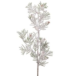 ДЕКОРАТИВЕН СНЕЖЕН КЛОН С БЕЛИ ПЛОДОВЕ 65 СМ