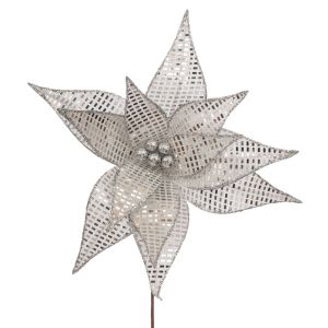 ДЕКОРАТИВНО СРЕБЪРНО КЛОНЧЕ ОТ КОЛЕДА С ОГЛЕДАЛЕН ЕФЕКТ, 30X35 СМ