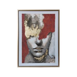 КАРТИНА ВЪРХУ ПЛАТНО С ПЛАСТМАСОВА РАМКА FL252828B БЕЖОВО-ЧЕРВЕНО-СИВО 50X4X70СМ