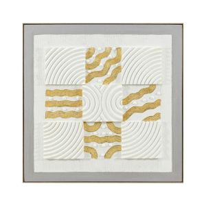 КАРТИНА НА ПЛАТНО С РАМКА FL25169 СИВО-БЯЛО-ЗЛАТИСТО 102X7X102СМ