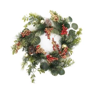 КОЛЕДЕН ВЕНЕЦ ЗЕЛЕНО-ЧЕРВЕН 36СМ