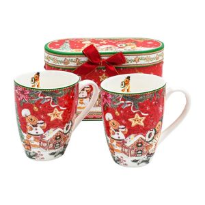 КОЛЕДЕН КОМПЛЕКТ ОТ 2 ЧАШИ В КУТИЯ FL002 ДЖИНДЖИФЕНКОВО ЧОВЕЧЕ 8X11СМ