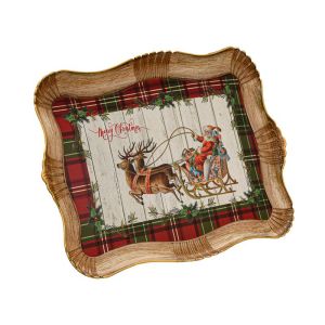 КОЛЕДЕН ПЛАСТМАСОВ ПОДНОС FL10551 ЧЕРВЕНО-БЯЛА 43X30X3СМ