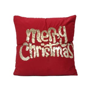 КОЛЕДНА ДЕКОРАТИВНА ВЪЗГЛАВНИЦА ВЕСЕЛА КОЛЕДА ЧЕРВЕНА