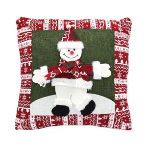КОЛЕДНА ДЕКОРАТИВНА ВЪЗГЛАВНИЦА СНЕЖЕН ЧОВЕК FL033 ЗЕЛЕН ЦВЯТ 44X44X10СМ
