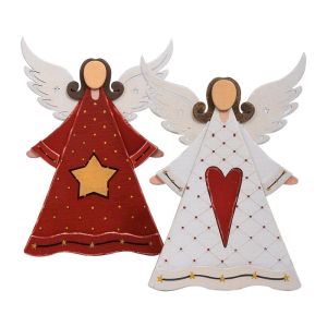 КОЛЕДНА ДЕКОРАЦИЯ АНГЕЛ 2391 1/2 БЯЛО-ЧЕРВЕНО 28X20СМ