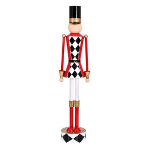 КОЛЕДНА ДЕКОРАЦИЯ МЕТАЛЕН ОЛОВЕН ВОЙНИК FL031 БЯЛО-ЧЕРНО-ЧЕРВЕНО 26X20X110СМ