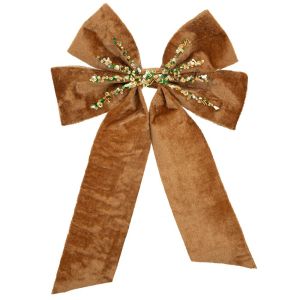 КОЛЕДНА ЗЛАТНА КАДИФЕНА ПАНДЕЛКА 21X31 СМ