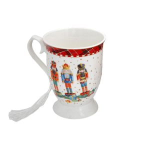 КОЛЕДНА КЕРАМИЧНА ЧАША FL3088 БЯЛА 12X11СМ 300МЛ