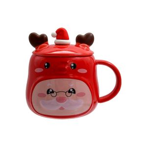 КОЛЕДНА КЕРАМИЧНА ЧАША С КАПАК САНДАЛ 1/2 FL574 ЧЕРВЕНО-РОЗОВА 13X11СМ