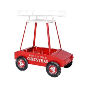 КОЛЕДНА МЕТАЛНА ДЕКОРАТИВНА КОЛИЧКА С МЯСТО ЗА ЦВЕТЯ FL297 ЦВЯТ ЧЕРВЕНО-БЯЛО-ЧЕРНО