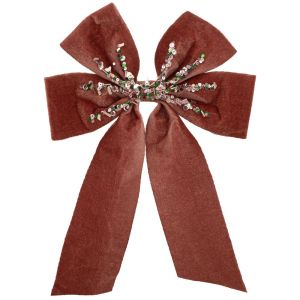 КОЛЕДНА РОЗОВА КАДИФЕНА ПАНДЕЛКА 21X31 СМ