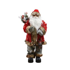 КОЛЕДНА ФИГУРА ДЯДО КОЛЕДА FL241298 ЧЕРВЕН ЦВЯТ 60СМ