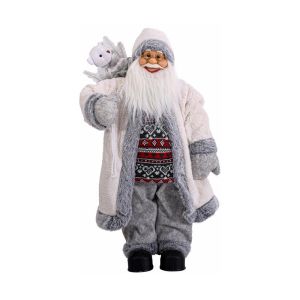 КОЛЕДНА ФИГУРА ДЯДО КОЛЕДА FL241401 БЯЛО-СИВ ЦВЯТ 60СМ