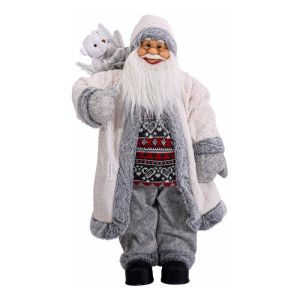 КОЛЕДНА ФИГУРА ДЯДО КОЛЕДА FL241401 БЯЛО-СИВ ЦВЯТ 90СМ