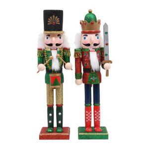 КОЛЕДНА ФИГУРА ЛЕШНИКОТРОШАЧКАТА 1/2 ЗЕЛЕНО-ЧЕРВЕН ЦВЯТ 38СМ