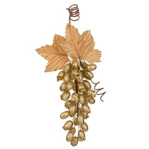 КОЛЕДНО ЗЛАТНО ГРОЗДЕ С БЛЕСТЯЩИ ПАРЧЕНЦА 15X33 СМ